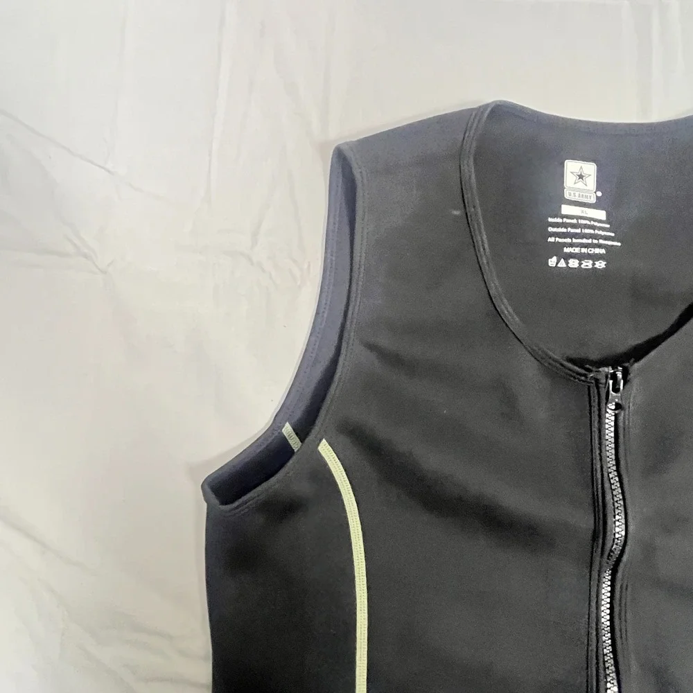 US‎ Army Vest Mens XL Black Compression Performance Military Workout Full Zip